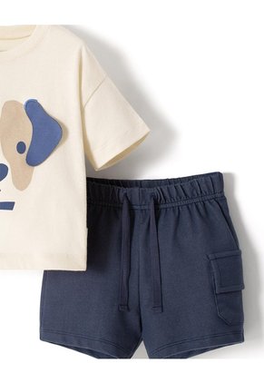 Conjunto Camiseta + Bermuda Bebé Niño Beige