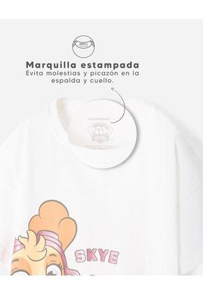 Camiseta Regular Algodón Paw Patrol Crema Niña Beige