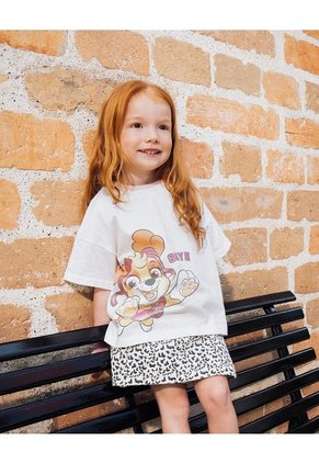 Camiseta Regular Algodón Paw Patrol Crema Niña Beige