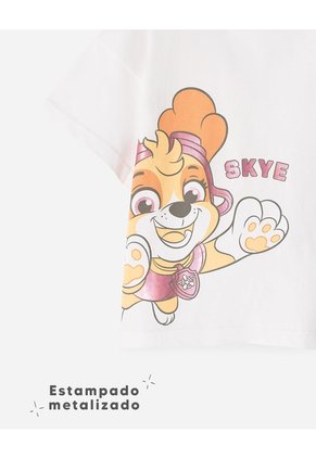 Camiseta Regular Algodón Paw Patrol Crema Niña Beige