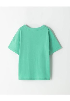 Camiseta Regular Algodón Estampado Brillante Niña Verde