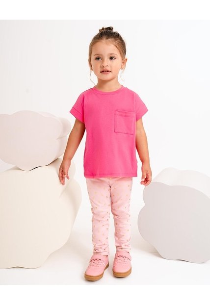 Legging Tiro Medio Estampado Brillante Niña Rosa