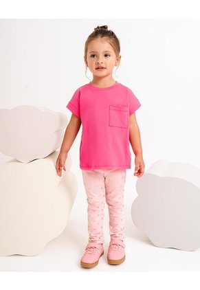Legging Tiro Medio Estampado Brillante Niña Rosa