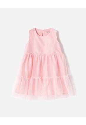 Vestido Midi Regular Tull Brillos Rosa Niña Rosa