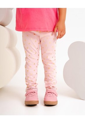 Legging Tiro Medio Estampado Brillante Niña Rosa