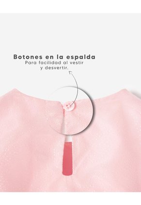 Vestido Midi Regular Tull Brillos Rosa Niña Rosa