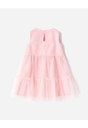 Vestido Midi Regular Tull Brillos Rosa Niña Rosa