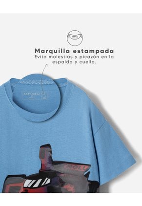 Camiseta Oversize Algodón Azul Niño Azul