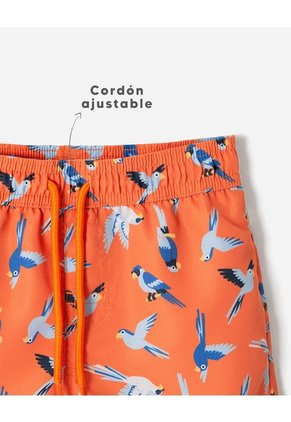 Pantaloneta De Baño Estampada Niño Naranja
