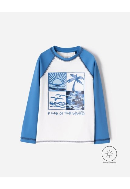 Camibuso Regular Protección UV Estampado Niño Azul