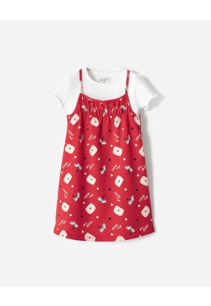 Conjunto Camiseta + Vestido Niña Rojo