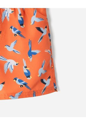 Pantaloneta De Baño Estampada Niño Naranja
