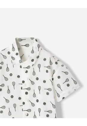 Camisa Manga Corta Regular Algodón Estampada Niño Blanco