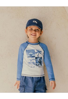 Camibuso Regular Protección UV Estampado Niño Azul
