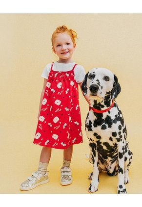 Conjunto Camiseta + Vestido Niña Rojo