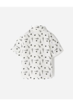 Camisa Manga Corta Regular Algodón Estampada Niño Blanco