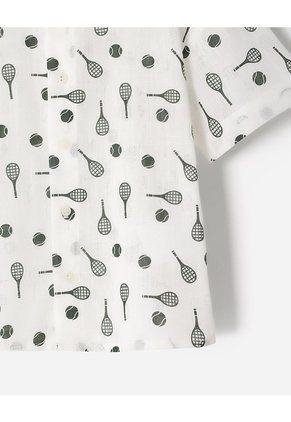 Camisa Manga Corta Regular Algodón Estampada Niño Blanco