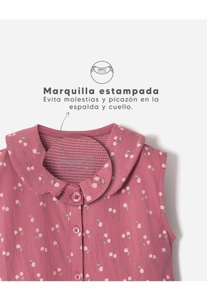 Enterizo Corto Regular Estampado Niña Rosa Claro