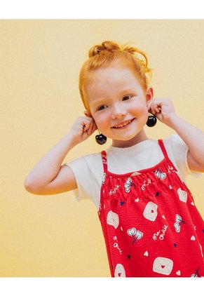 Conjunto Camiseta + Vestido Niña Rojo