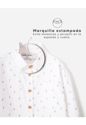 Camisa Oversize Manga Larga Blanco Estampada Niño Blanco