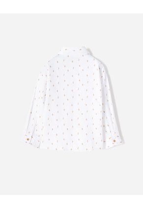 Camisa Oversize Manga Larga Blanco Estampada Niño Blanco