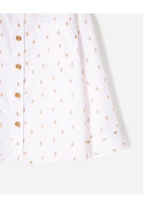 Camisa Oversize Manga Larga Blanco Estampada Niño Blanco