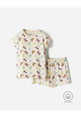 Pijama Camiseta + Short Niña Beige BABY FRESH