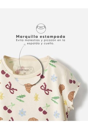 Pijama Camiseta + Short Niña Beige