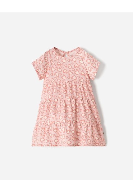 Vestido Midi Bloques Estampado Niña Rosa