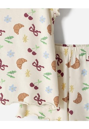 Pijama Camiseta + Short Niña Beige
