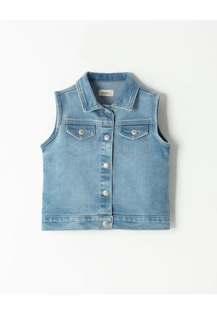 Chaleco Denim Regular índigo Medio Unisex Azul Oscuro