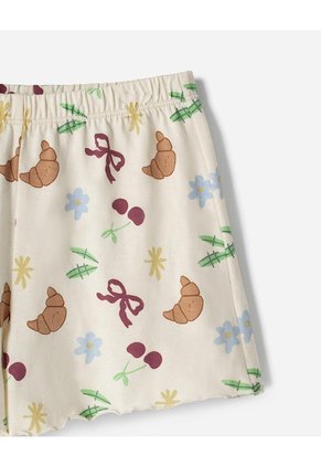 Pijama Camiseta + Short Niña Beige