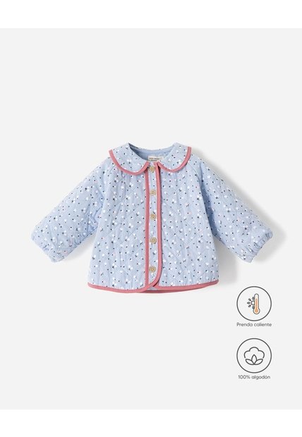 Chaqueta Regular Acolchada Estampada Bebé Niña Azul