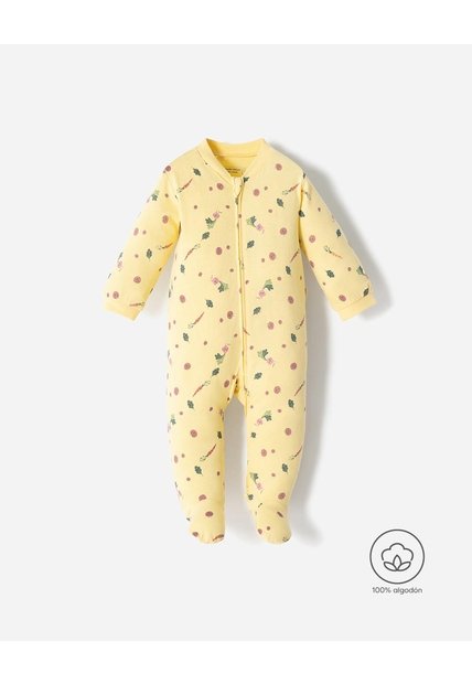 Pijama Algodón Cierre Doble Sentido Estampada Bebé Niña Amarillo