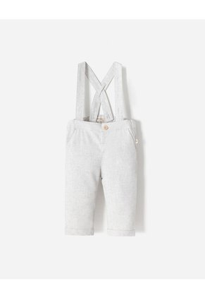 Pantalón Recto + Cargaderas Lino Bebé Niño Gris