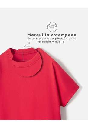 Camiseta Oversize Algodón Roja Niña Rojo