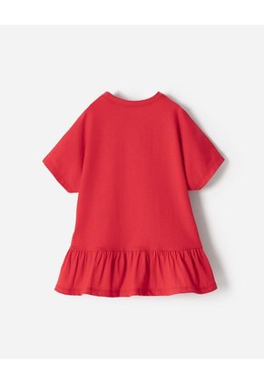 Camiseta Oversize Algodón Roja Niña Rojo