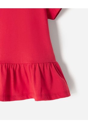 Camiseta Oversize Algodón Roja Niña Rojo