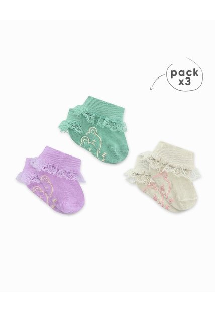 Medias Bebé Niña Algodón Largas Pack X3 Surtido Multicolor