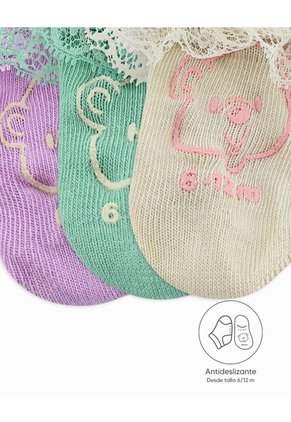 Medias Bebé Niña Algodón Largas Pack X3 Surtido Multicolor