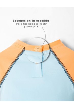 Traje De Baño Protección UV Estampado Bebé Niño Naranja