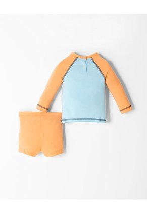Traje De Baño Protección UV Estampado Bebé Niño Naranja