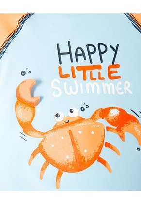 Traje De Baño Protección UV Estampado Bebé Niño Naranja