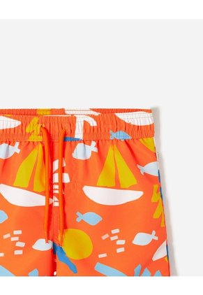 Pantaloneta De Baño Estampada Niño Naranja