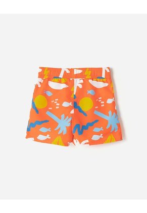 Pantaloneta De Baño Estampada Niño Naranja