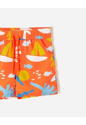 Pantaloneta De Baño Estampada Niño Naranja