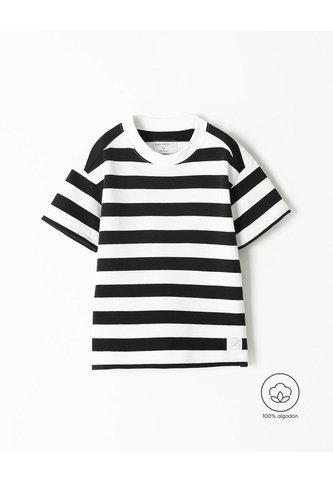 Camiseta Oversize Algodón Rayas Niño Negro BABY FRESH