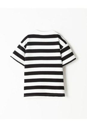 Camiseta Oversize Algodón Rayas Niño Negro
