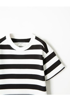 Camiseta Oversize Algodón Rayas Niño Negro