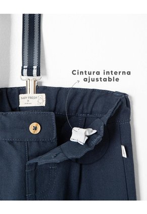 Pantalón Recto + Cargaderas Drill Algodón Azul Niño Azul